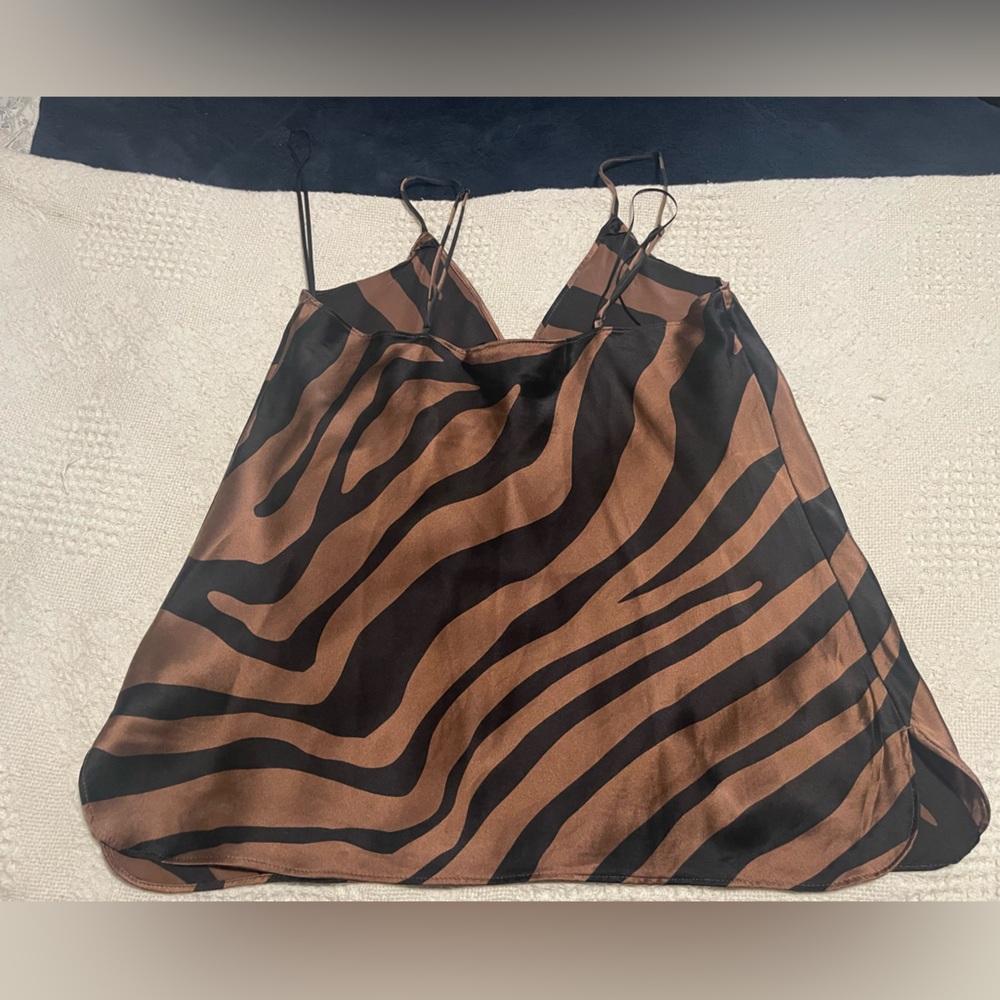 Brown and Black Zebra Print Women's silk top